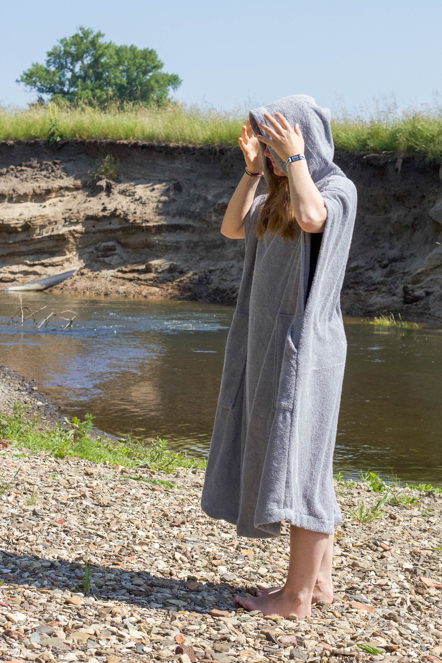 Surf-Poncho hellgrau (unisex)