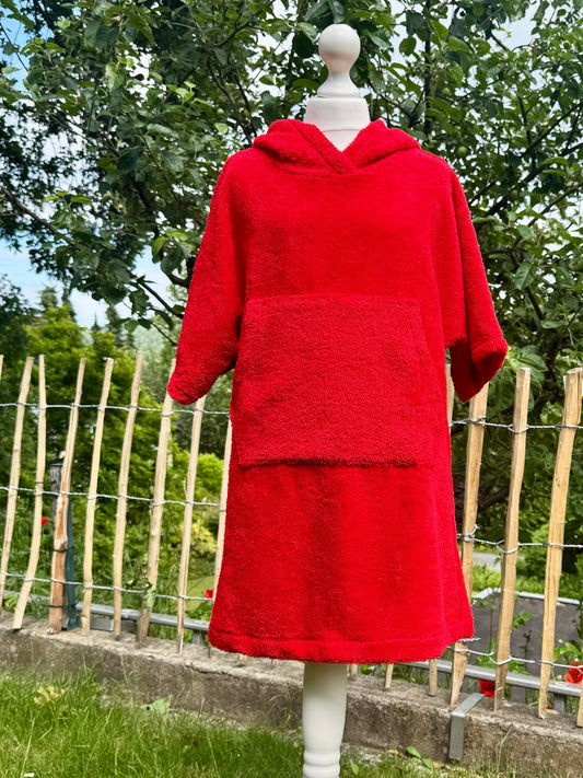 Knallroter Badeponcho für Kinder