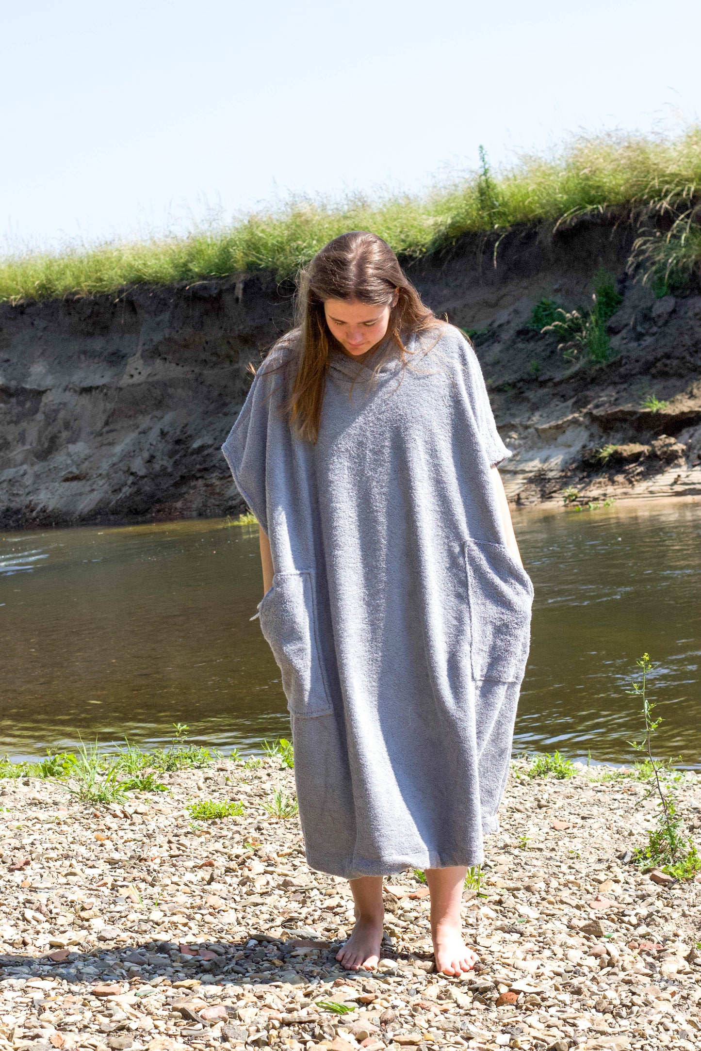 Surf-Poncho hellgrau (unisex)